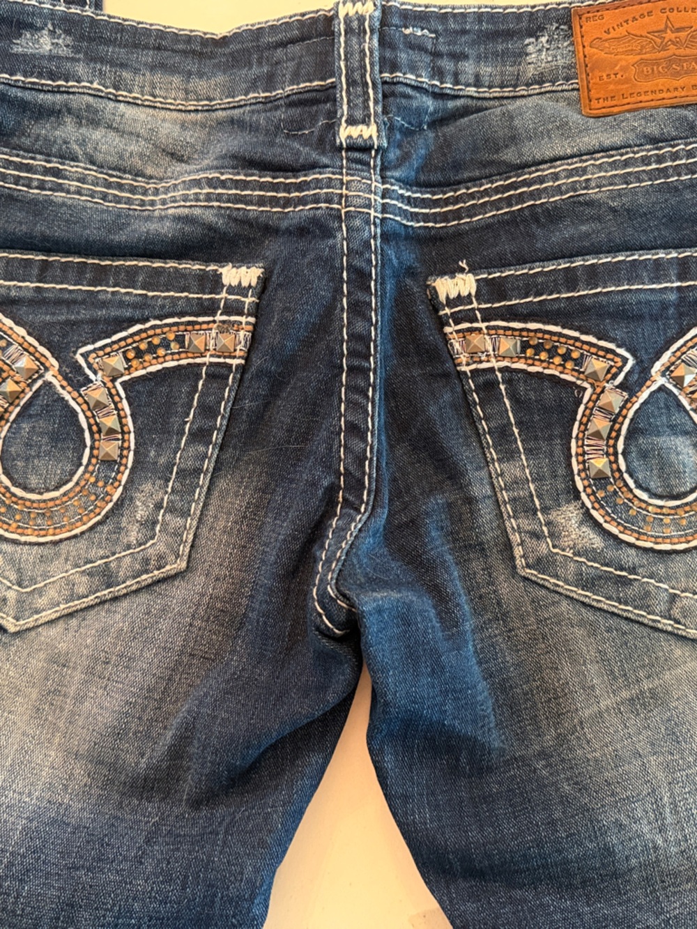 Big Star Indigo Skinny Jeans with Embellished Back Pockets